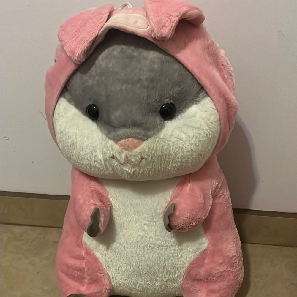 Pink and Gray Plush Hamster Costume for Small Pets